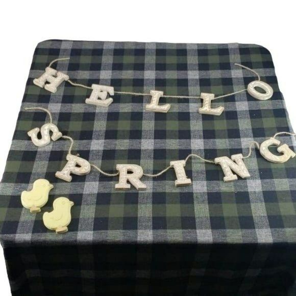 Hello Spring Wooden Hanging wood Primitive sign Chicks‎ Chickens Wall Decor - Picture 1 of 7